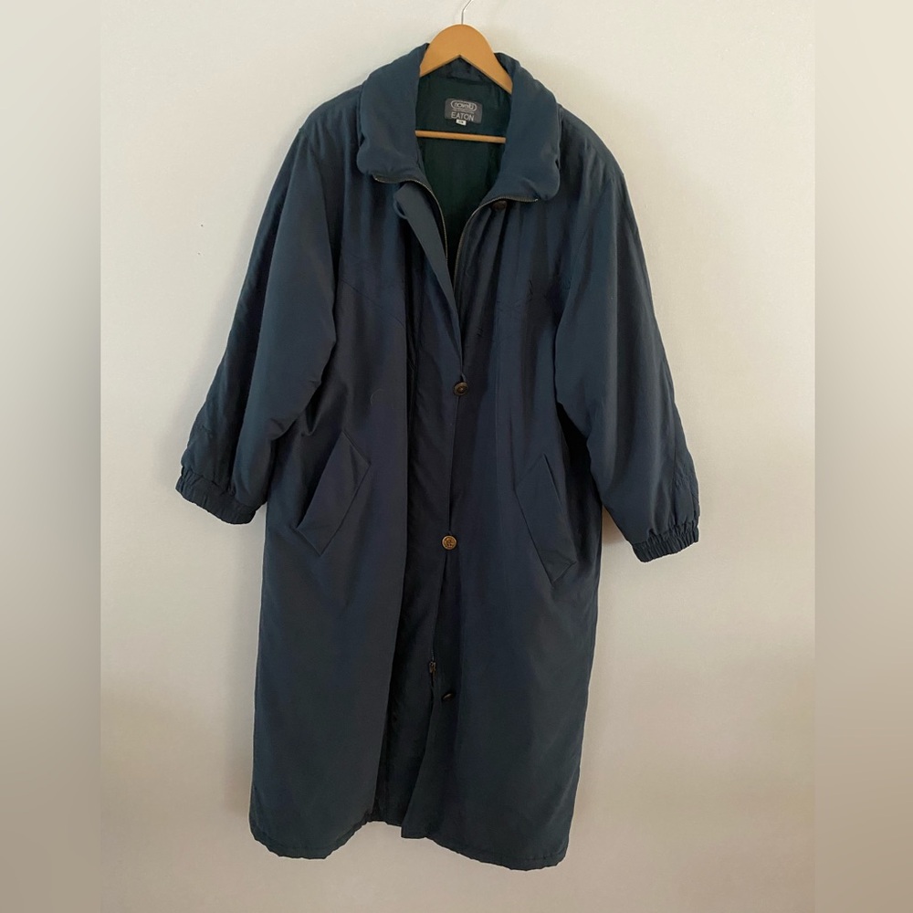 SOLD ELSEWHERE - 80s/90s Dark Teal Long Puffer Jacket - M-XL - Picture 1 of 5